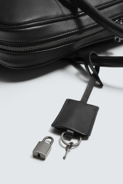 ZARA КОЖАНЫЙ ПОРТФЕЛЬ, ЧЕРНЫЙ