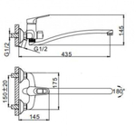 Смеситель для ванны, Frap, с картриджем, хром, F2213-1