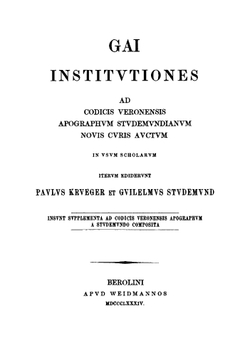 Gai Institutiones | Paul Krüger