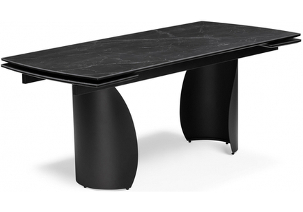 Керамический стол Woodville Готланд 180(240)х90х79 черный мрамор, черный, ножки черные