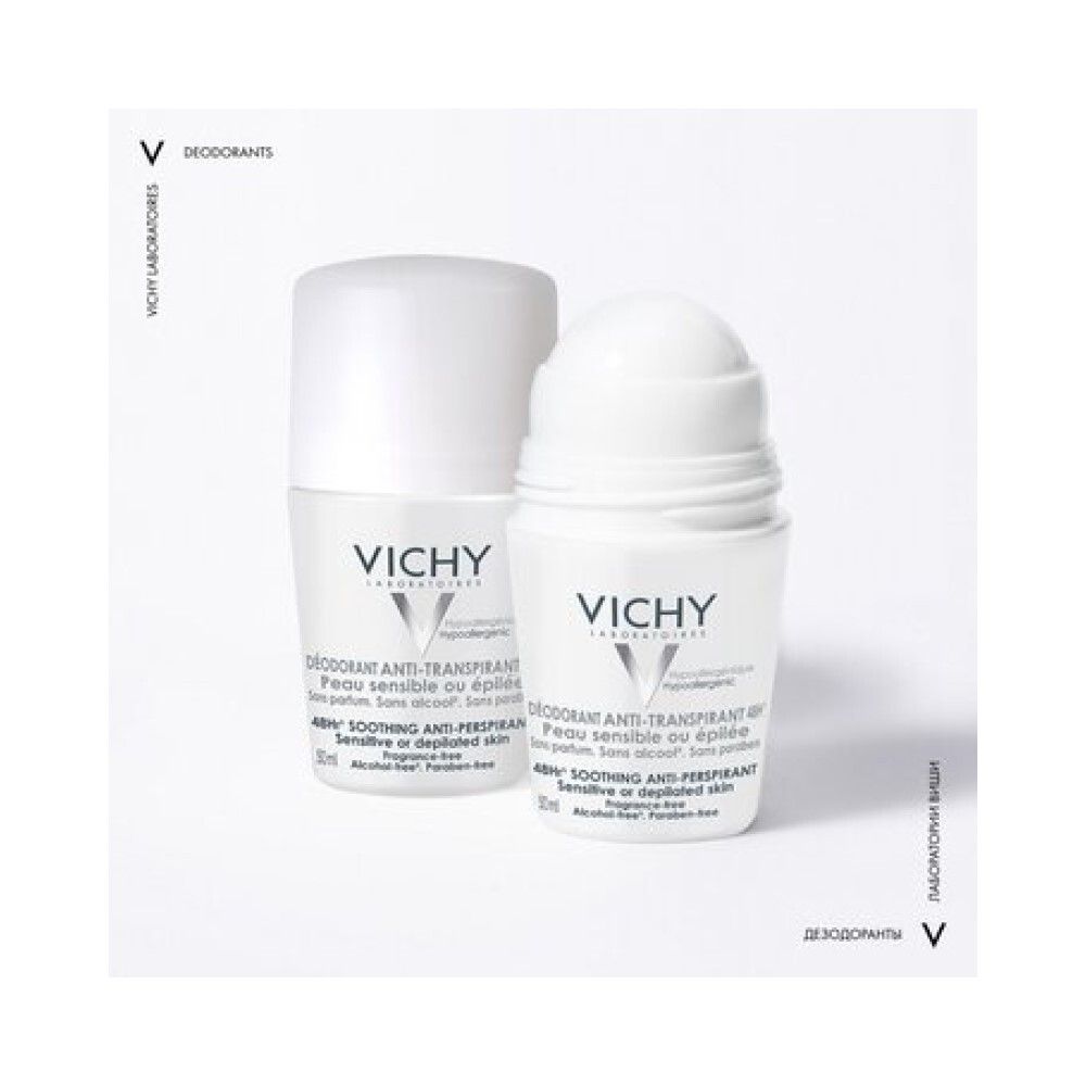 Vichy Deodorant Anti-Transpirant 48H Шариковый дезодорант-антиперспирант для очень чувствительной кожи 48 часов, 50 мл