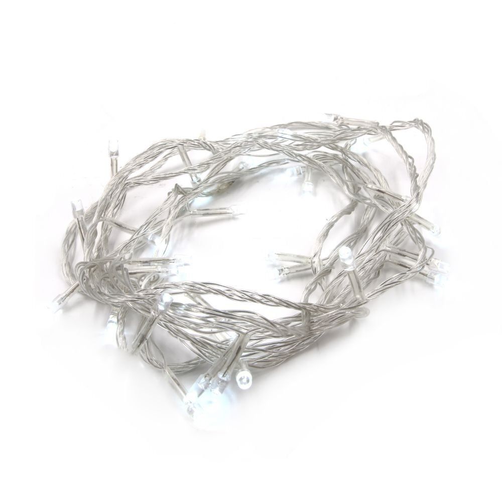 GAEM Электрогирлянда комнатная, L10,5 м, 100 белых LED ламп 5,5W, 8 реж свеч, шнур прозр 1,5 м, IP20