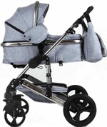 Коляска-трансформер 3В1 с автолюлькой Luxmom 555 Серый текстиль