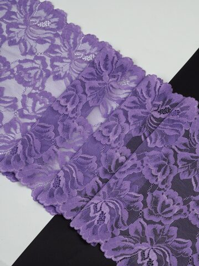 Эластичное кружево яркая лаванда ширина 24 см