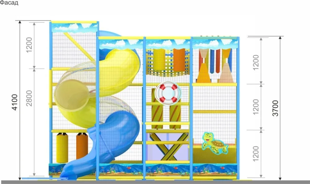 Детский игровой лабиринт «Семь морей» 19 м² (5,6*3,7*4.1 м)