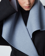 Пальто двустороннее из шерсти Берберри черно-голубой