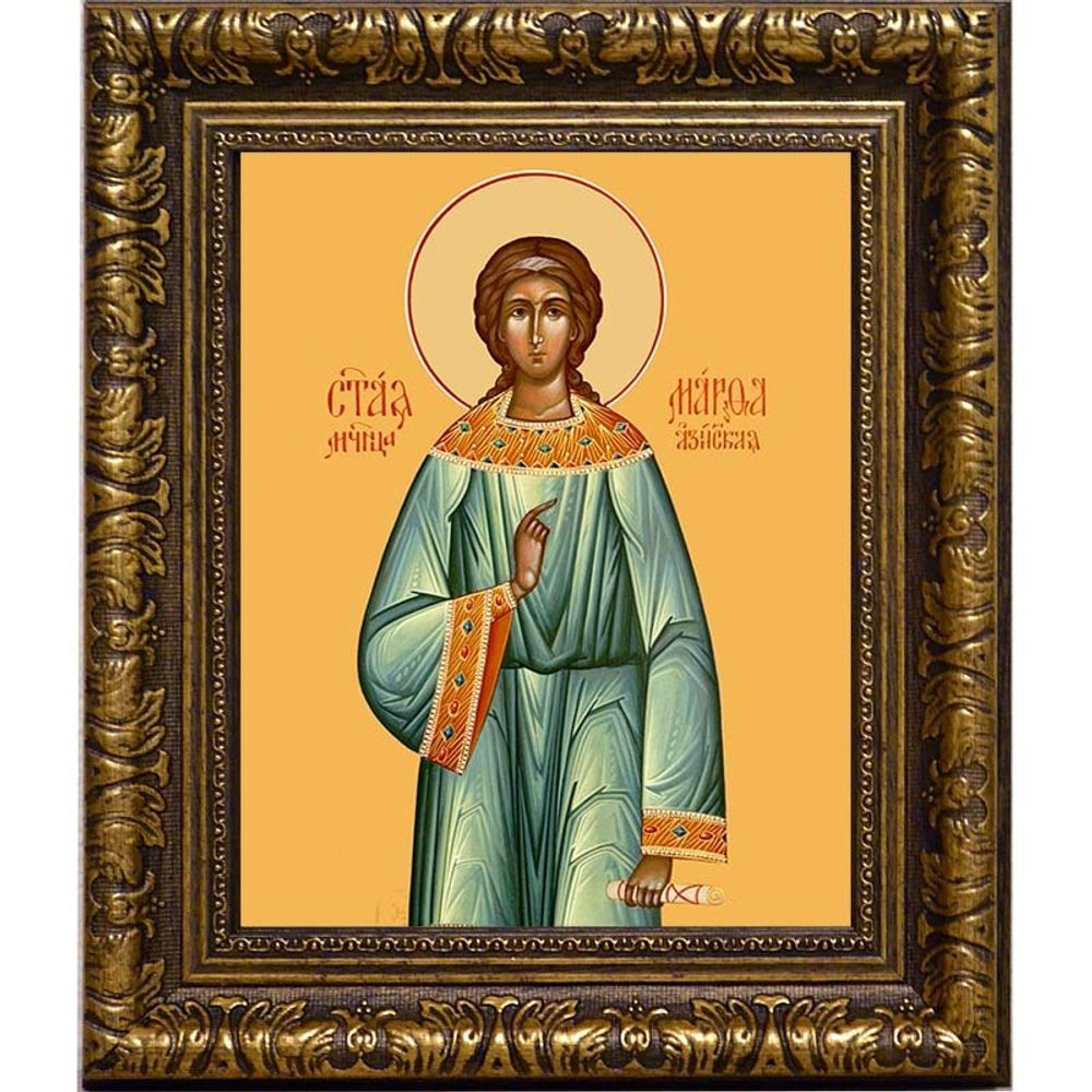 Марфа Азийская, мученица, дева. Икона на холсте. В раме 17 х 21 см.
