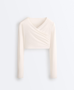 Oysho Лонгслив Light Touch, светлый экрю