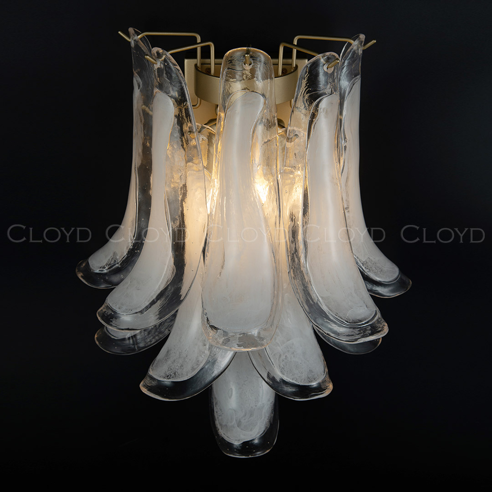 Бра Cloyd AZORES-B W2 / выс. 42 см - латунь светл. - бело-прозрачн.стекло (арт.20471)