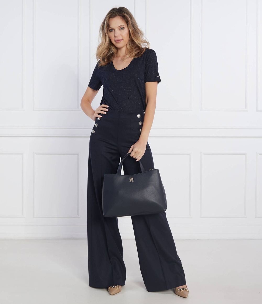 футболка reg v-nk fem metallic ss Tommy Hilfiger - темно-синий(WW0WW36583)