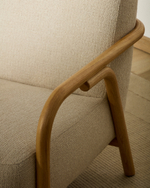 Кресло Sylo из бежевого шенилла и ясеня с отделкой натурального цвета