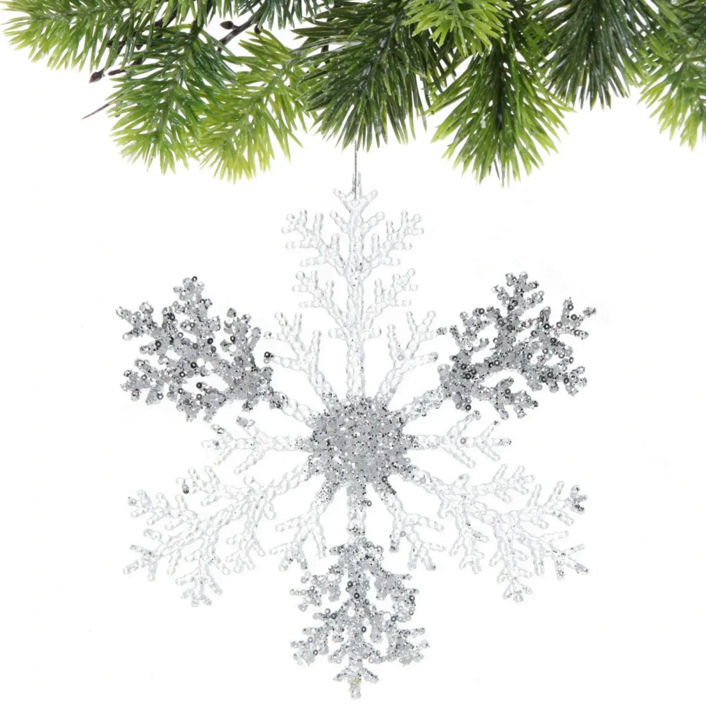 Подвеска новогодняя «Мерцающая снежинка» 26 см, Белый