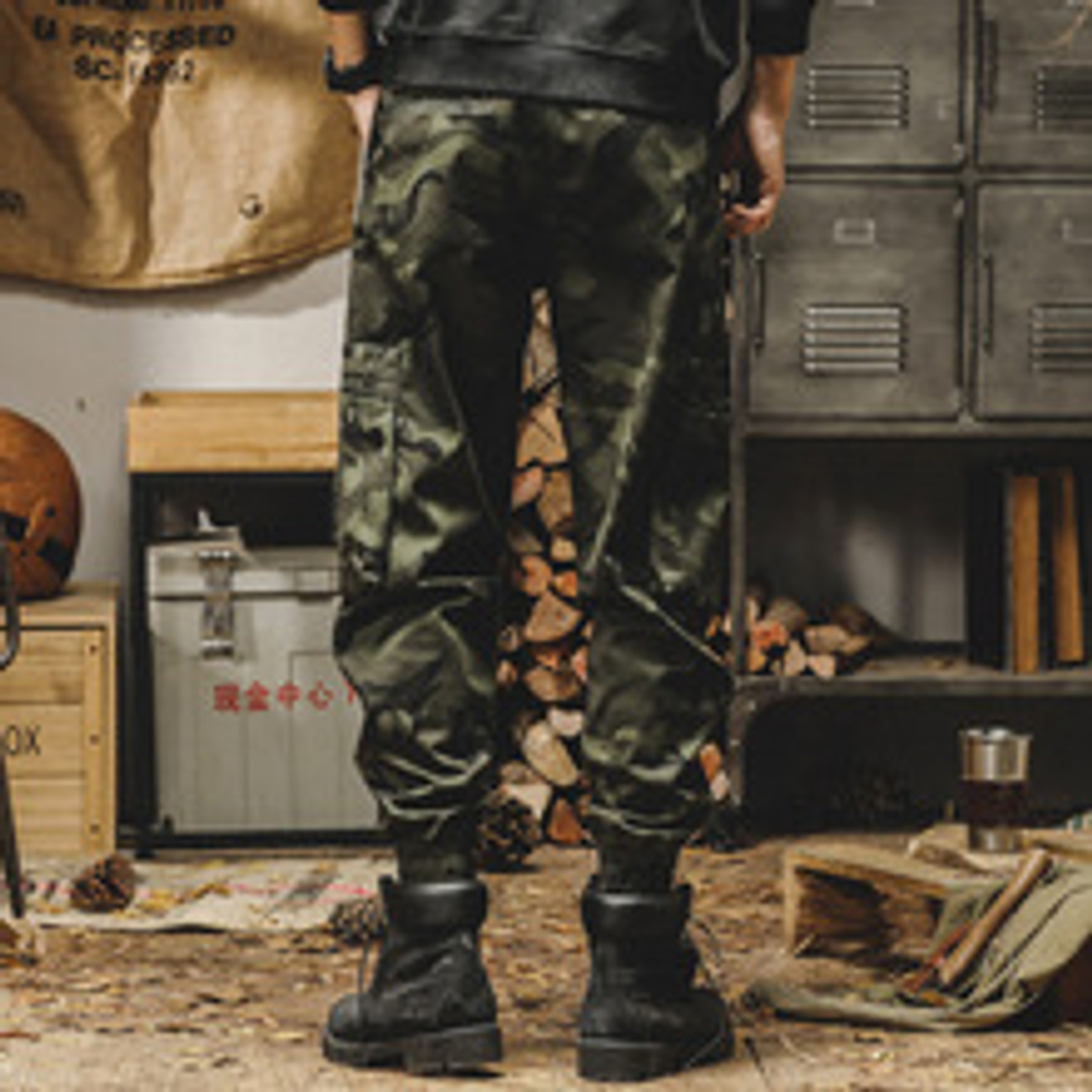 Американские камуфляжные повседневные брюки мужские весенне-осенние свободные прямые карманы, большие карманные тренды ретро десантники брюки