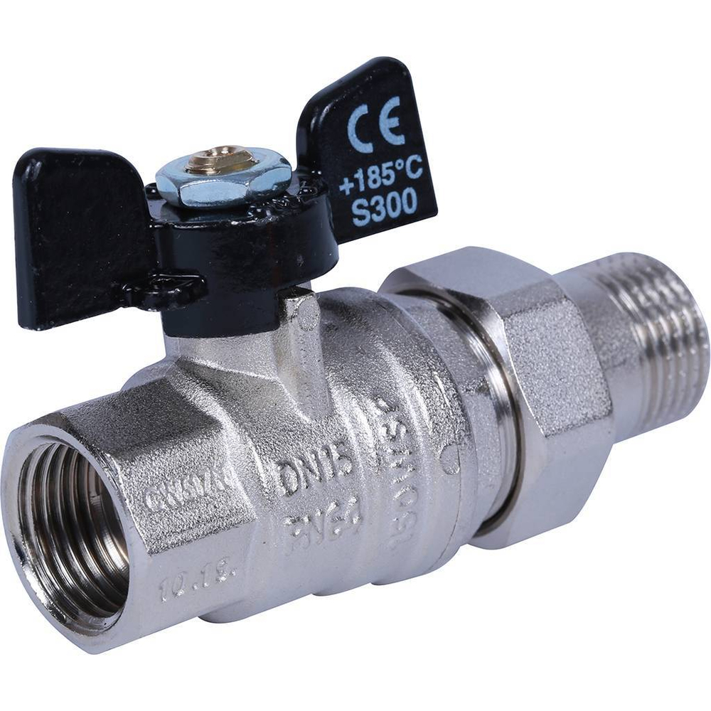 Кран шаровой с американкой Bugatti Oregon 1/2" внутренняя-наружная (бабочка)