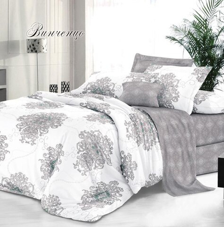 Комплект постельного белья 1.5 сп САТИН "Винченцо ЕМ" (нав. 70х70 или 50х70)