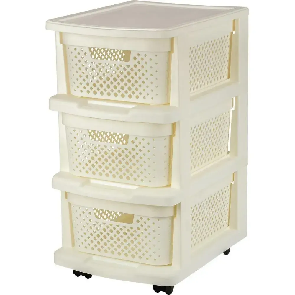 Комод Plast Team STOCKHOLM с корзинами на колесиках трехсекционный 37х56,3см молочный т Комод Plast Team STOCKHOLM с корзинами на колесиках трехсекционный 37х56,3см молочный т