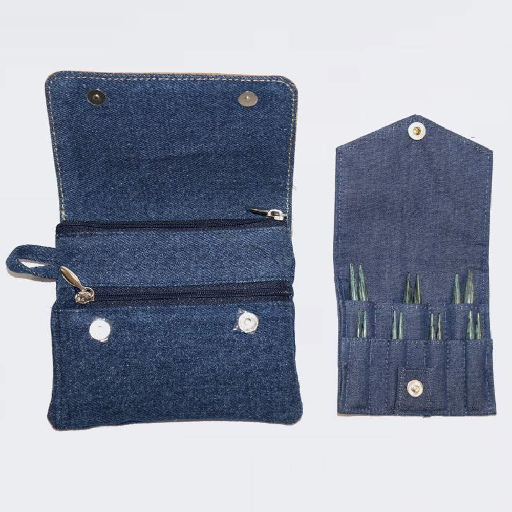 Набор съемных укороченных спиц Denim Indigo Wood Mini, длина 6,7см, KnitPro