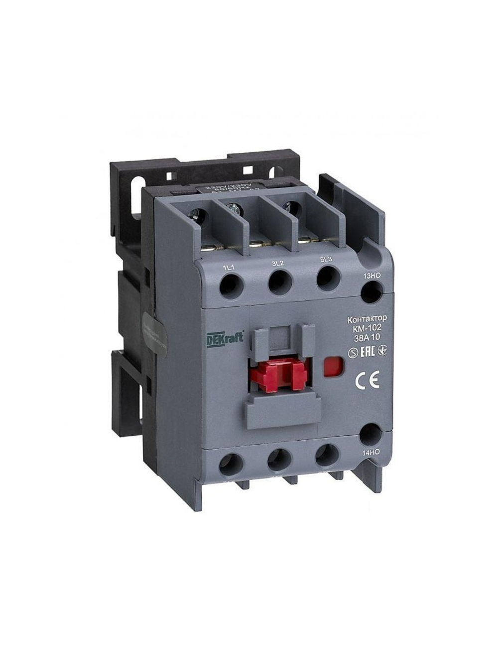 Контактор 38А 230В AC АС3 АС4 1НО+1НЗ КМ-102 DEKraft 21934DEK