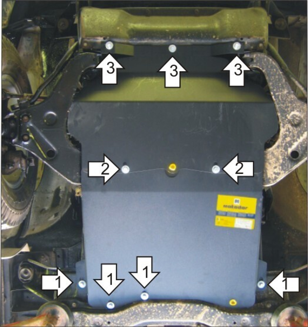 Защита стальная 3 мм Д, КПП Mitsubishi L200 MOTODOR.11317