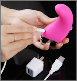 Розовый силиконовый вибромассажер с USB-зарядным устройством, 11 см