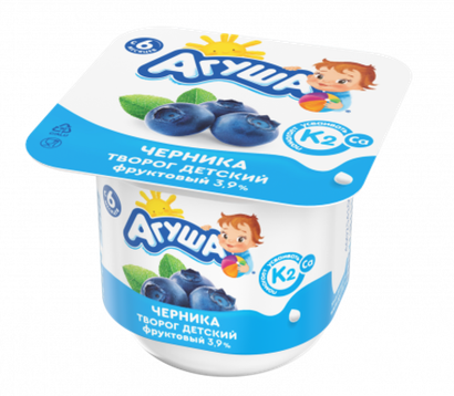 Агуша Творог Детский Фруктовый Черника 100гр
