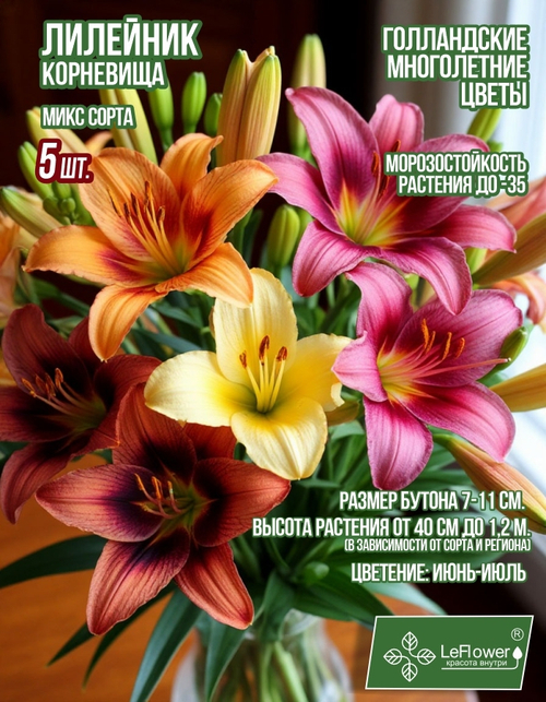 Лилейник Корневище, микс сорта, 5 шт