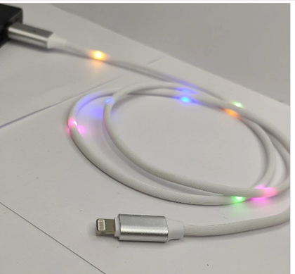 USB cable Lightning светящийся голос.упр. white Full Power