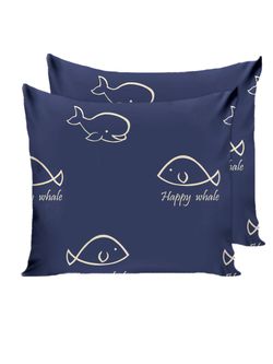 Постельное белье Сказка "Киты" евро Наволочка 70х70 см 2 шт Простынь на резинке 180х200 см Пододеяльник 200х215 см, перкаль