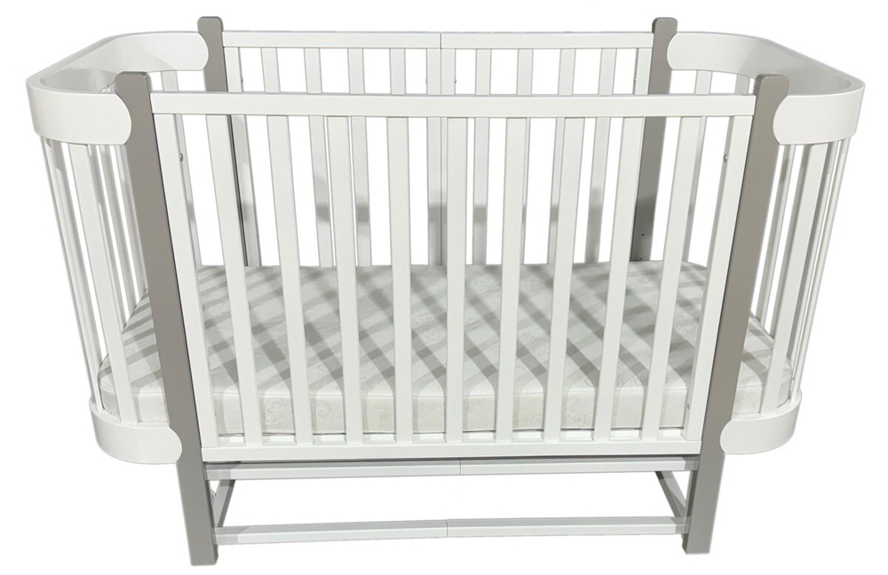 Детская кроватка Bellini Ariadna продольный маятник 3 в 1 белый/серый