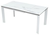 Стол прямоугольный CORNER 120 HIGH GLOSS STATUARIO Белый глянец керамика/ белый каркас