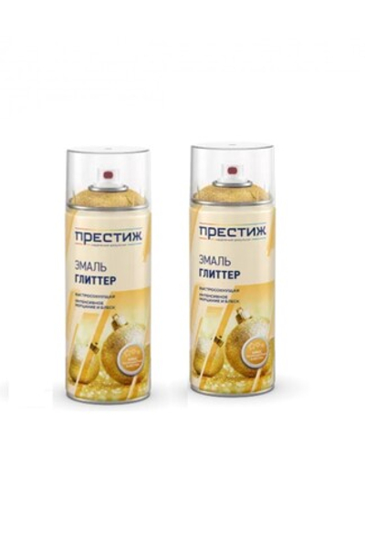 Престиж Эмаль глиттер аэрозольная, золотистая, 425 мл 2шт