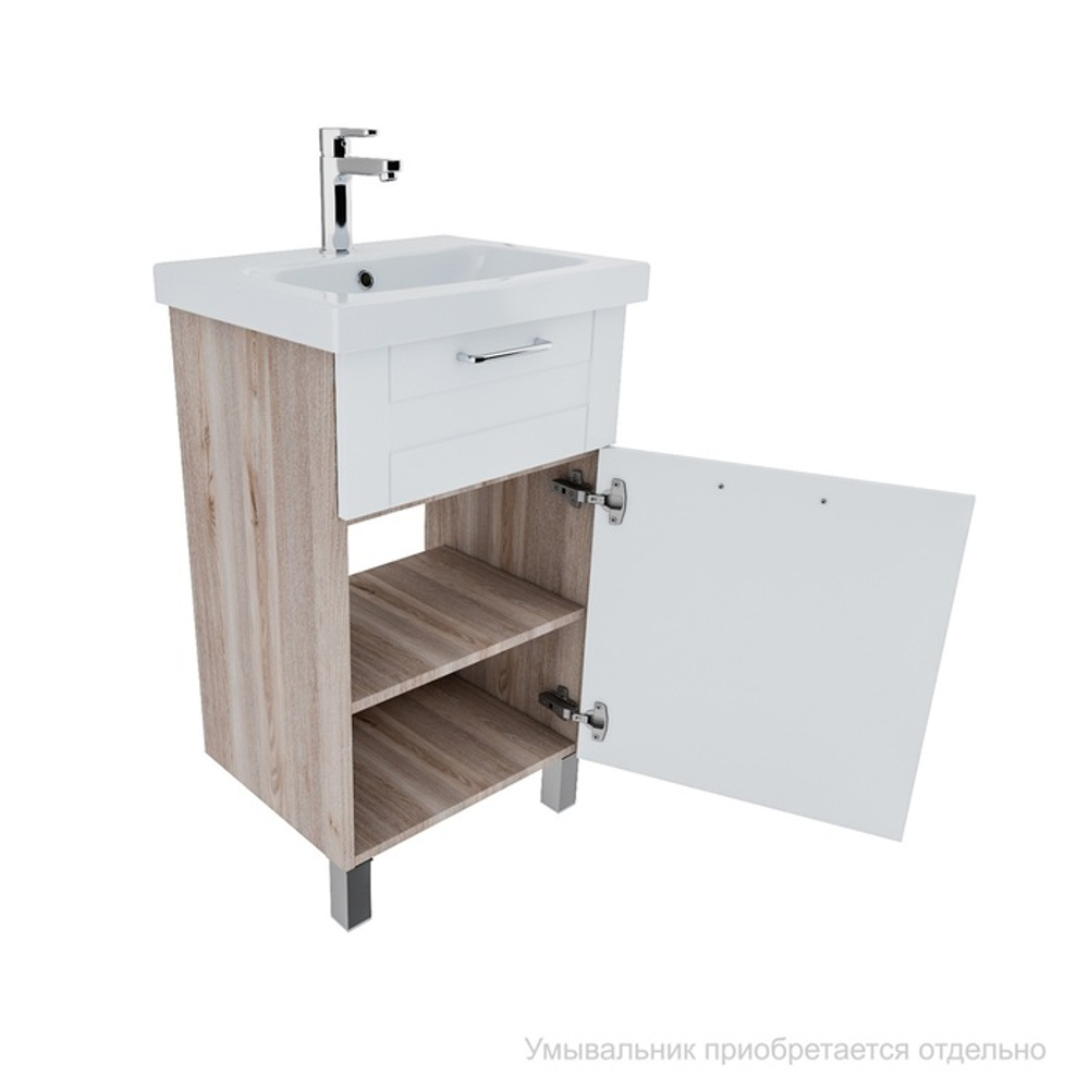 Тумба напольная IDDIS New Sena, 50 см, белая/под дерево, NSE50W1i95