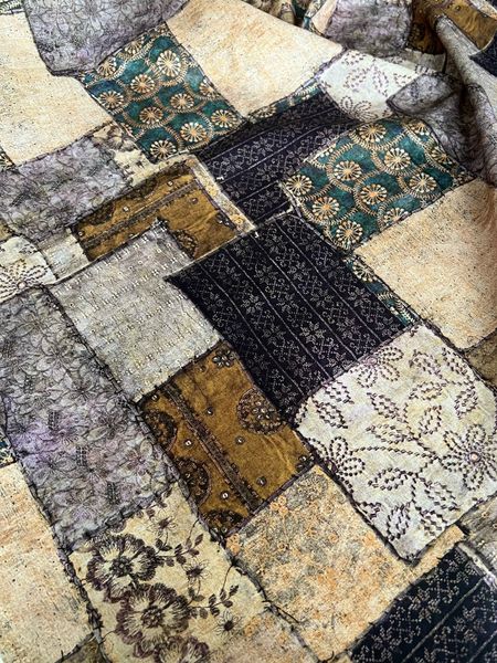 БАБУШКИНО ОДЕЯЛО, ИМИТАЦИЯ ПЭЧВОРКА, СЕРЫЙ, БЕЖЕВЫЙ - 100% хлопок 2