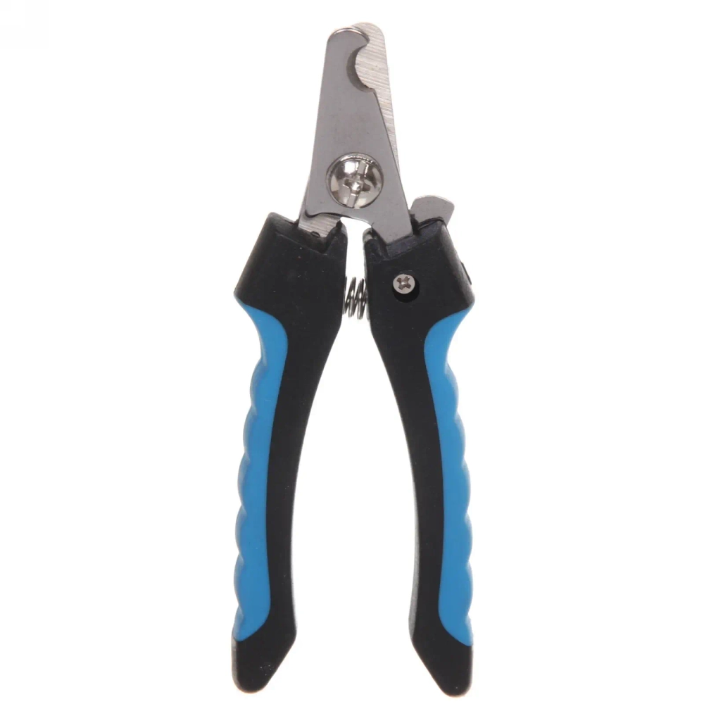 Когтерез для животных «ЗООУЛЬТРА», пружинный механизм, ручки прорезиненные - волна, цвет чёрный / голубой, 12см