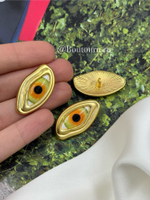 Пуговицы золотистые Скиапар. с эмалью " Зеленый глаз"