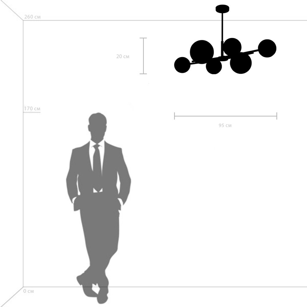 815460 Люстра CROCO 6х40W E14 ЧЕРНЫЙ МАТОВЫЙ/ЗОЛОТО
