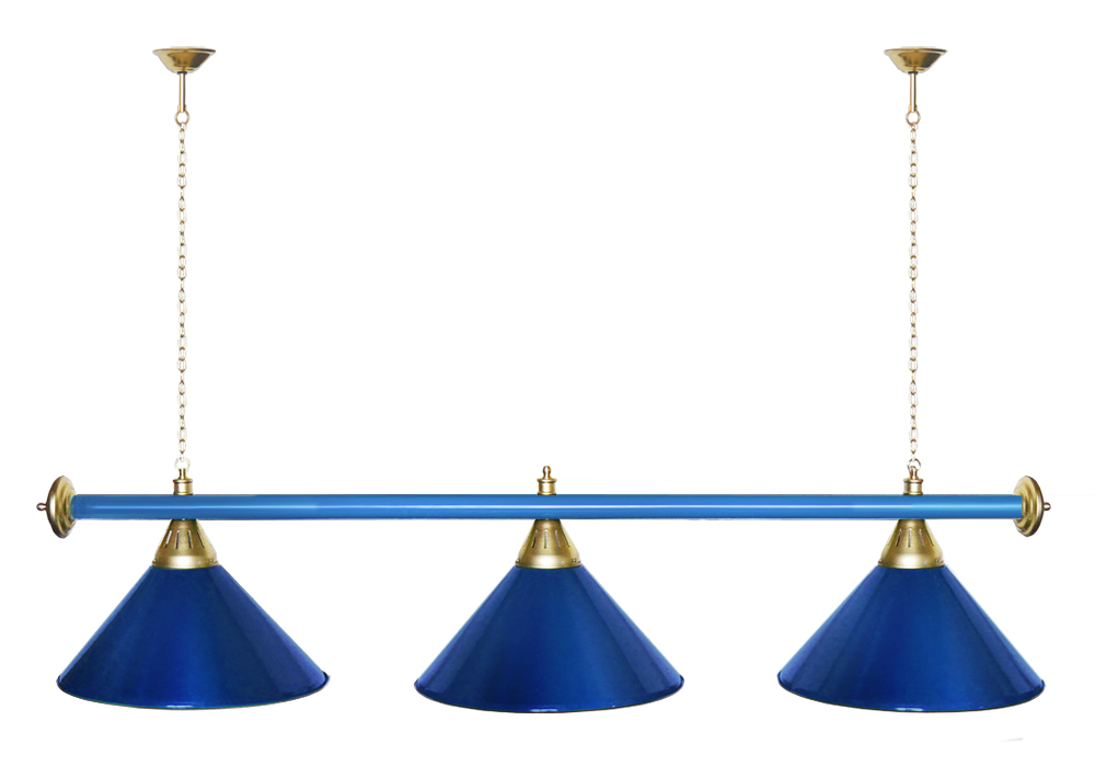 Лампа STARTBILLIARDS 3 пл. (плафоны зеленые,штанга зеленая,фурнитура золото)