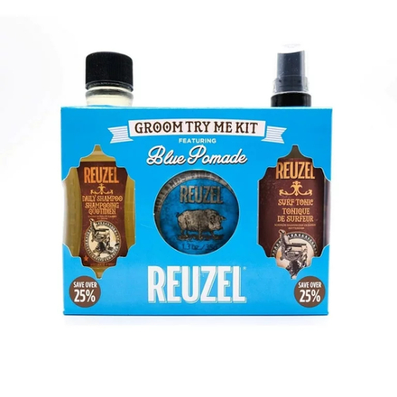 Reuzel Groom Try Me Kit Blue Pomade - Набор для волос (помада 35 гр+ шампунь 100 мл + соляной спрей 100 мл)