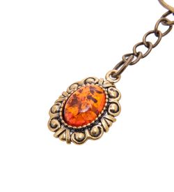 AM-3479 Брелок «Ажурный» (латунь, янтарь)