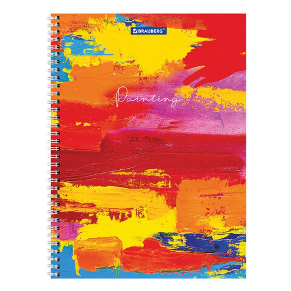Тетрадь А4, 120 л., BRAUBERG гребень, клетка, обложка картон, "Акварель", 404072, 4шт