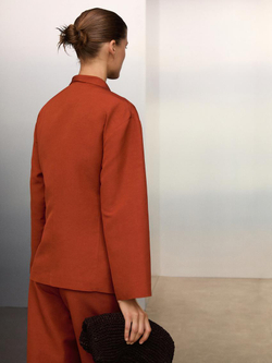 Massimo Dutti Брюки из смесового льна с защипами, терракотовый