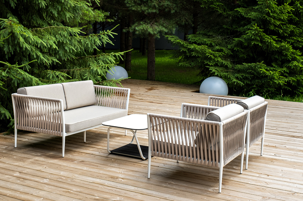 "Касабланка" лаунж-зона плетеная из роупа 4-местная, цвет серо-коричневый