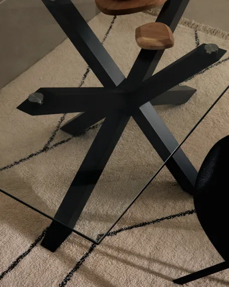 Стол Argo 180x100 см, стекло, черные ножки