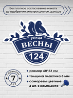 Адресная табличка с птичками, 60х42 см.