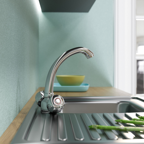 Смеситель для кухни 1/2 кер. MIXLINE ML02-032 низкий излив п/гайку (без подводки)