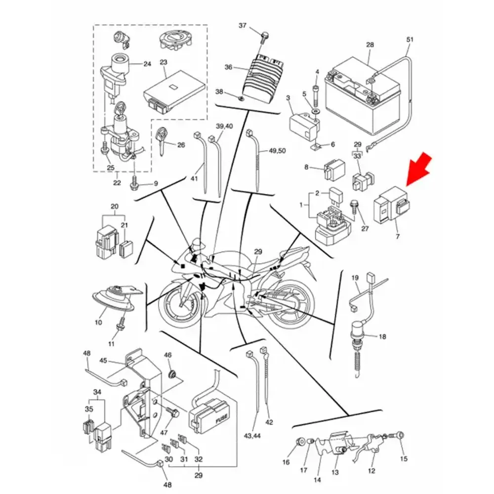 Yamaha 5VK-81950-32-00 Реле топливного насоса