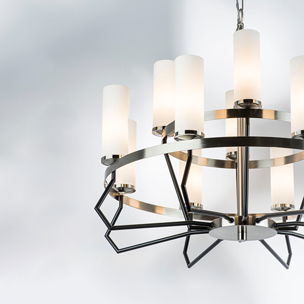 723125 Люстра FLUME 12х40W E14 ЧЕРНЫЙ МАТОВЫЙ/НИКЕЛЬ