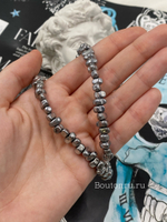 Бусины гематит, гальваника на нити платина (графит)