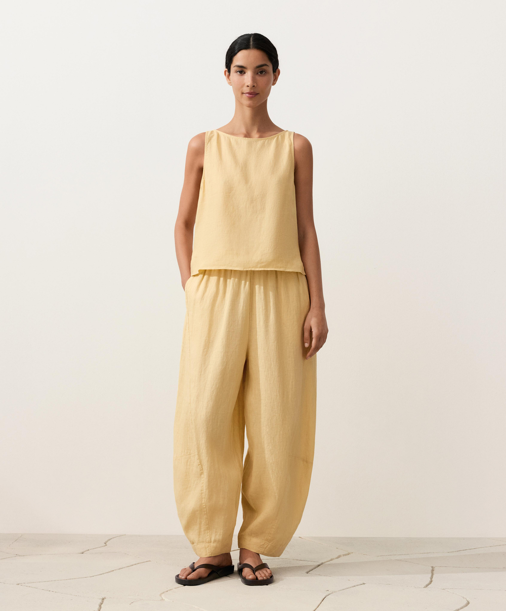 Oysho Топ из 100% льна, светло-желтый