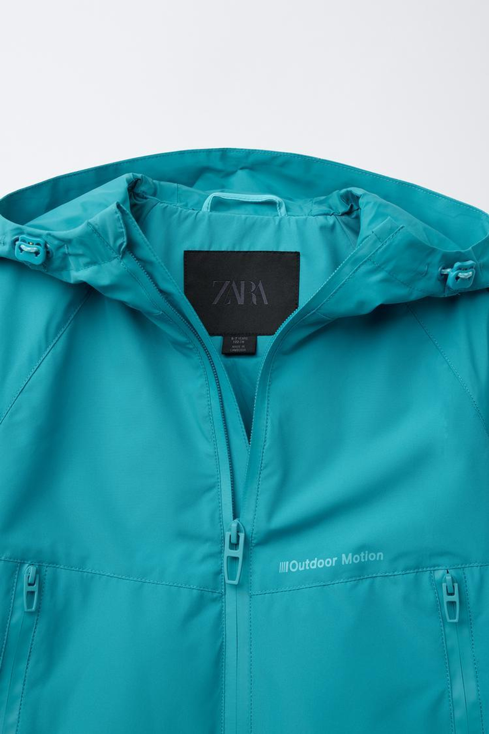 ZARA ЛЕГКАЯ КУРТКА С КАПЮШОНОМ WATER REPELLENT, БИРЮЗОВЫЙ